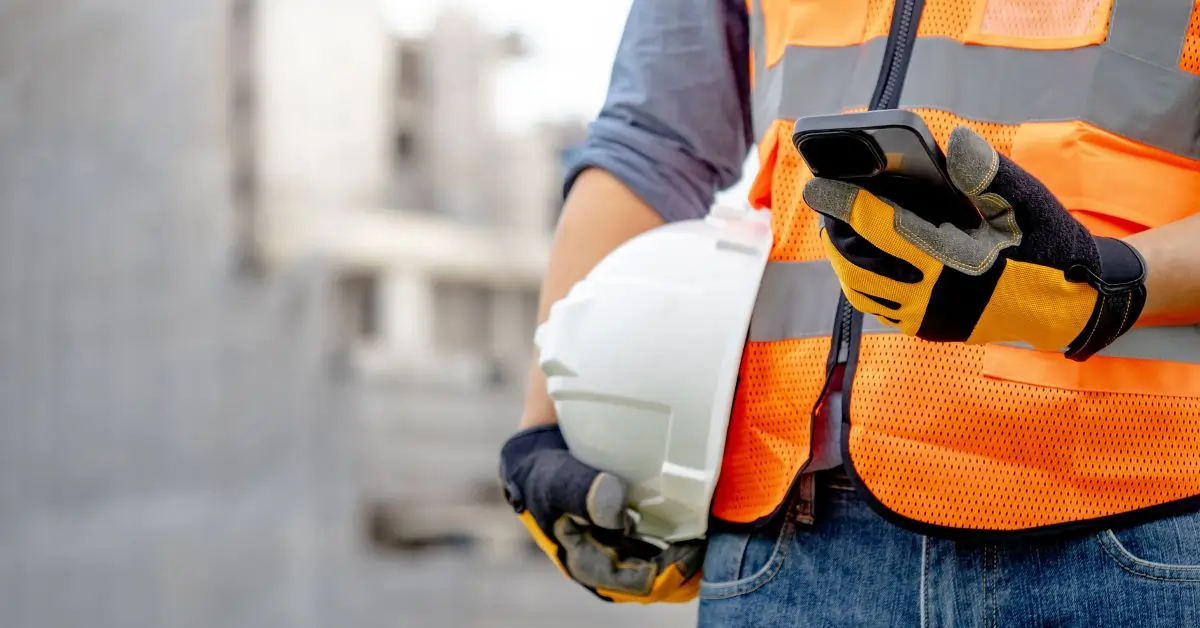 Frontline worker accessing digital tools via smartphone